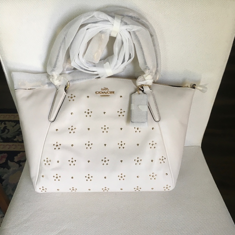 COACH ALL OVER STUD SMALL KELSEY SATCHEL IN CALF LEATHER F36670